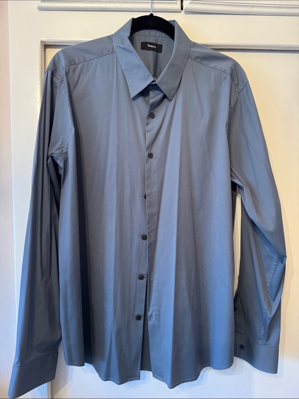 Theory Sylvain Slate Blue Long-Sleeve Dress Shirt